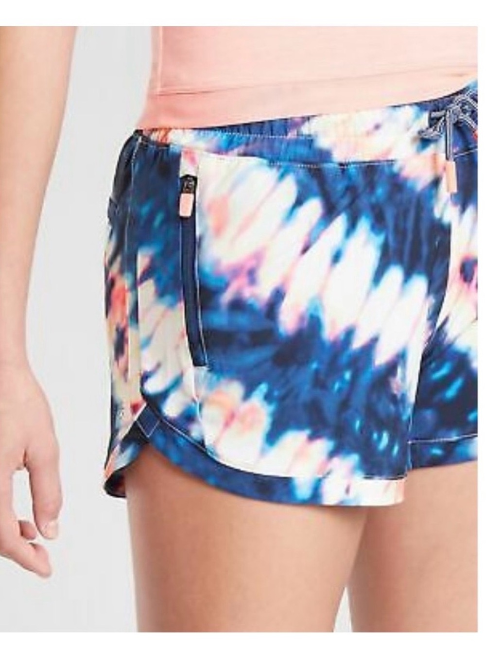 Athleta Girl All Play 3" Shorts with Zip Pockets, Multi Tie Dye, Size XXL/16